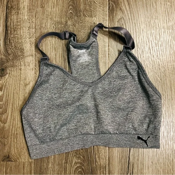 ❄️ 5/$15 PUMA Women's 2 Pack Seamless Sports Bra Black/Grey Workout Yoga Size XL - Picture 10 of 11